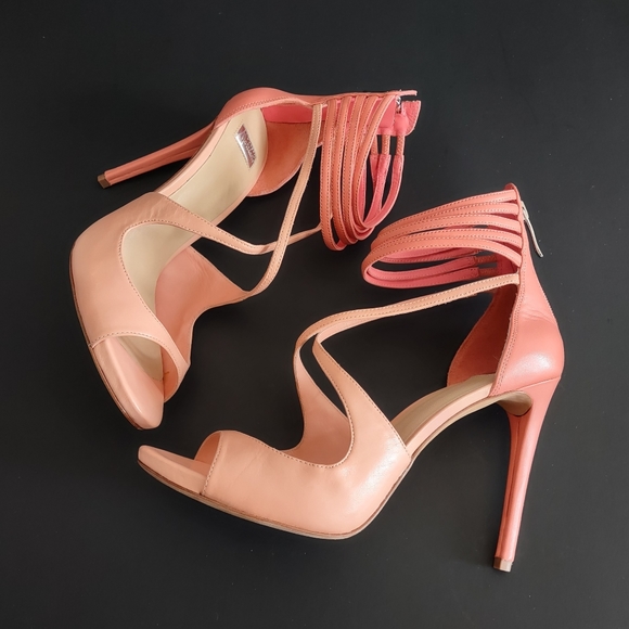 GUESS by Marciano Los Angeles Size 40/10M Pink Leather Stiletto Sandals - Picture 13 of 13
